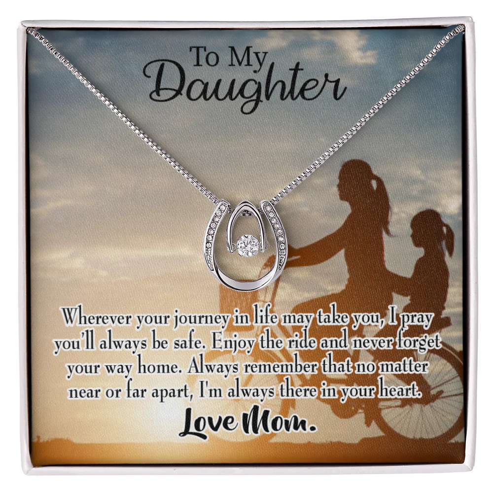 Daughter I Pray for You Mum Lucky Horseshoe Necklace Standard Box